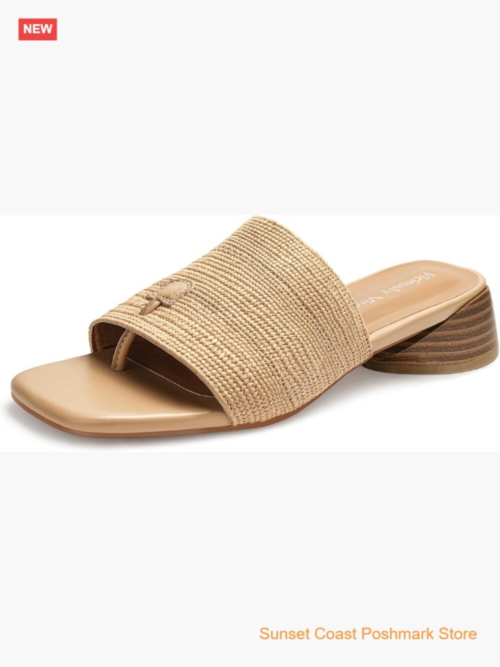 Women's Block Kitten Heels Slide Mule Sandals Square Open Toe Shoes
